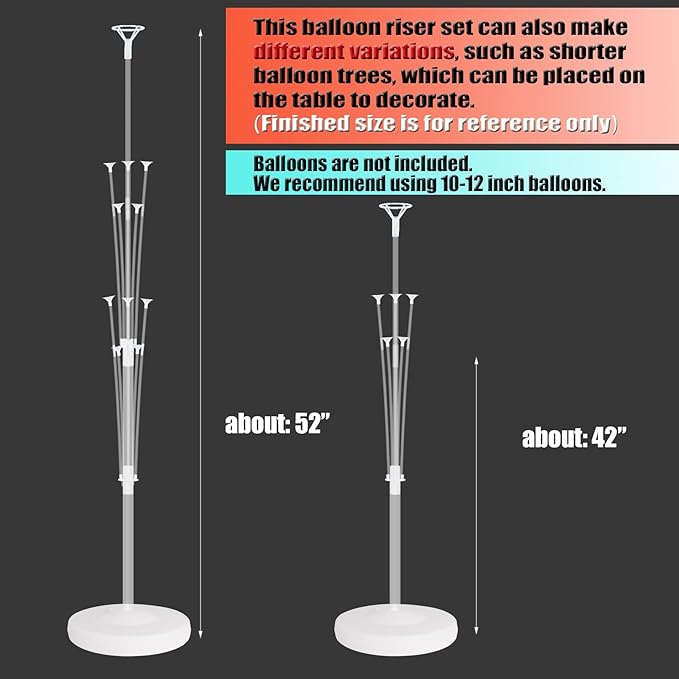 Balloon Stand Kit with 28 Balloons, 2 Bases and Transparent Columns