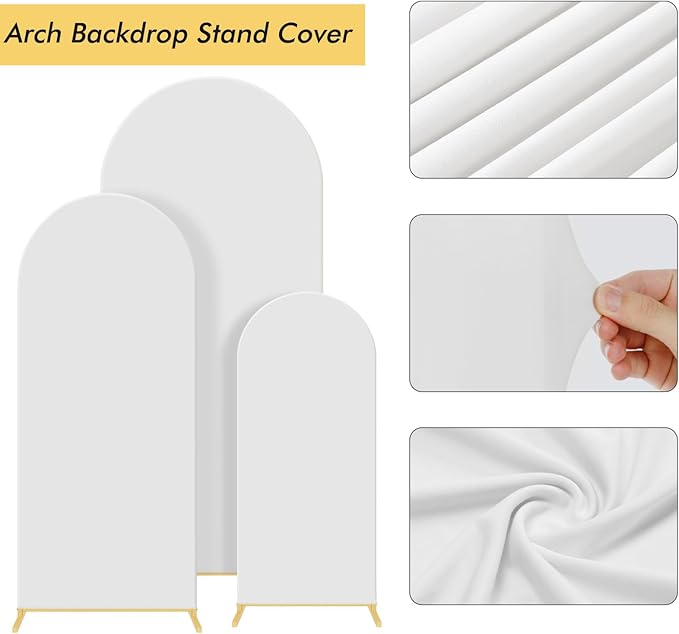 Background Support Stand Set, White Metal Arches, 3 Pieces