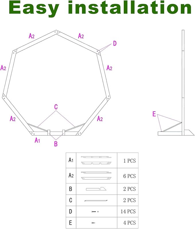 Garden Arbor 7 FT Heptagon Wood Wedding Arch, Easy Setup