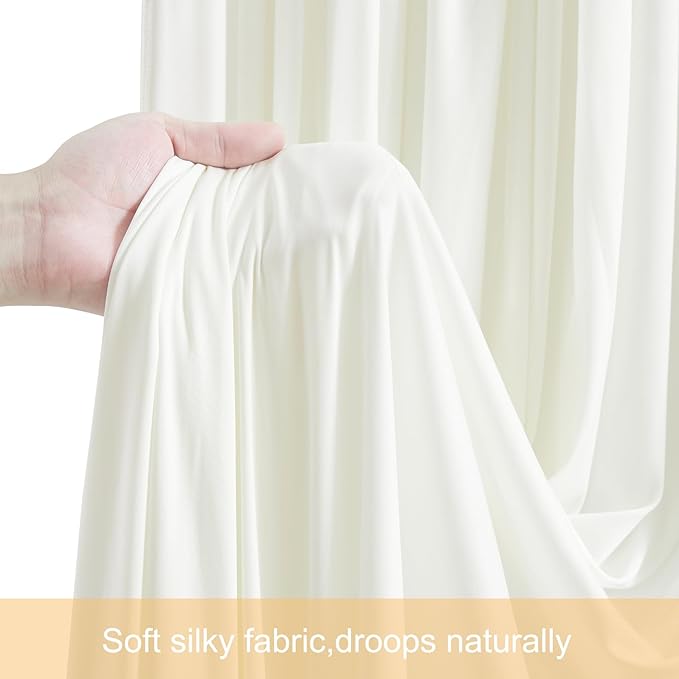 Backdrop Curtain Set, 10 Panels, Ivory Wrinkle-Free Fabric, 5x12 Ft