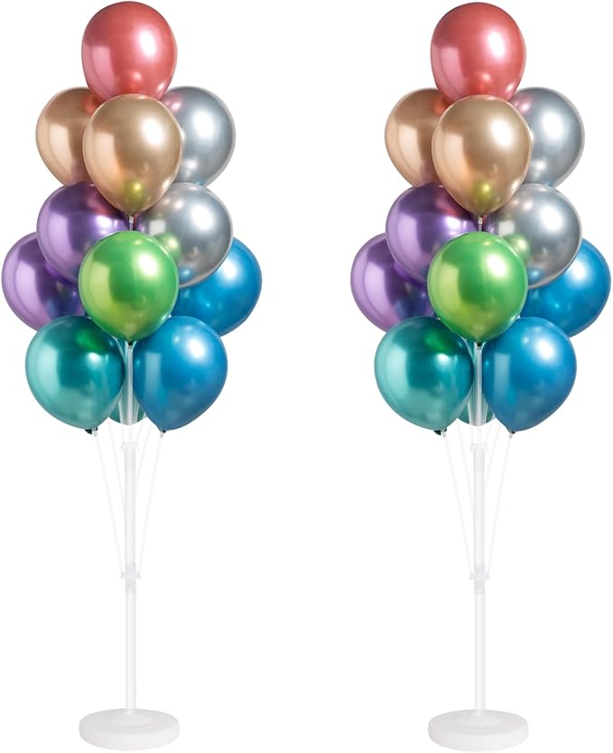 Balloon Column Stands, Set of 2, Metallic Floor Kit with Base and Pole