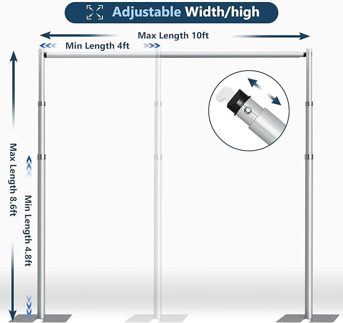 Background Support Equipment: Pipe and Drape Kit, 8.6ft Aluminum Uprights