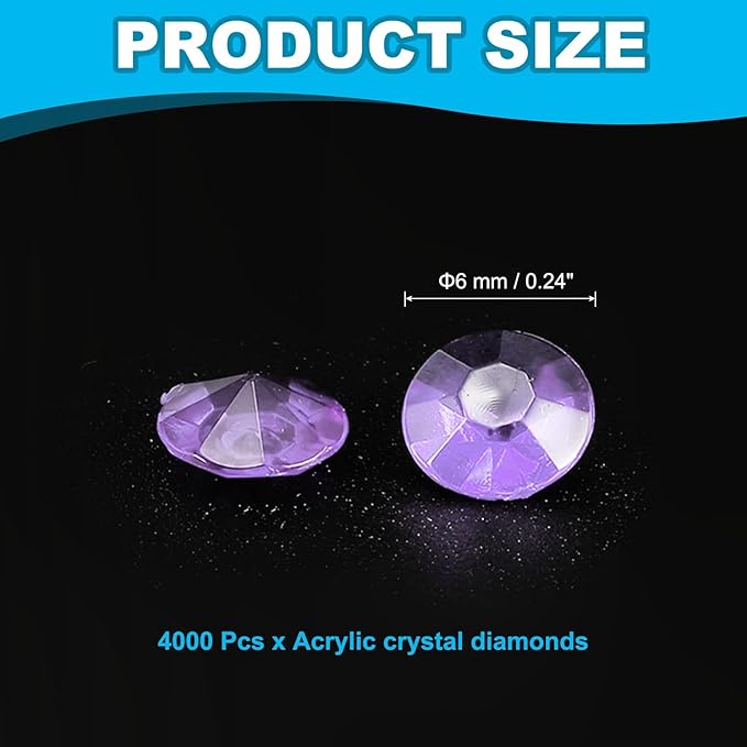PATIKIL 4000 Pcs Wedding Table Scatter Confetti Crystals 6mm Acrylic Diamonds Vase Fillers Gems for Table Centerpiece Decorations Party Vase Beads, Light Purple
