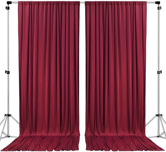 AK TRADING CO. 10 feet x 10 feet Polyester Backdrop Drapes Curtains Panels with Rod Pockets - Wedding Ceremony Party Home Window Decorations - Burgundy (DRAPE-5x10-BURGUNDY)