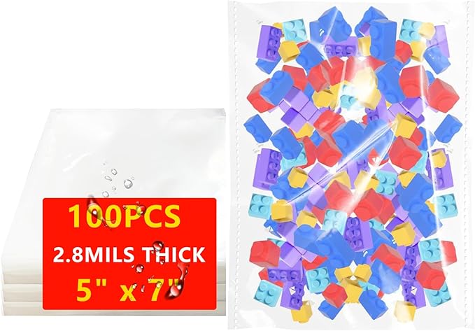 5x7 Inches 100 Pcs Self Sealing Cellophane Bags Clear Cookie Bags Resealable Cellophane Self Adhesive for Packaging Gifts,Cookies,Favors, Products for Packaging 100 Pieces 5"x7"