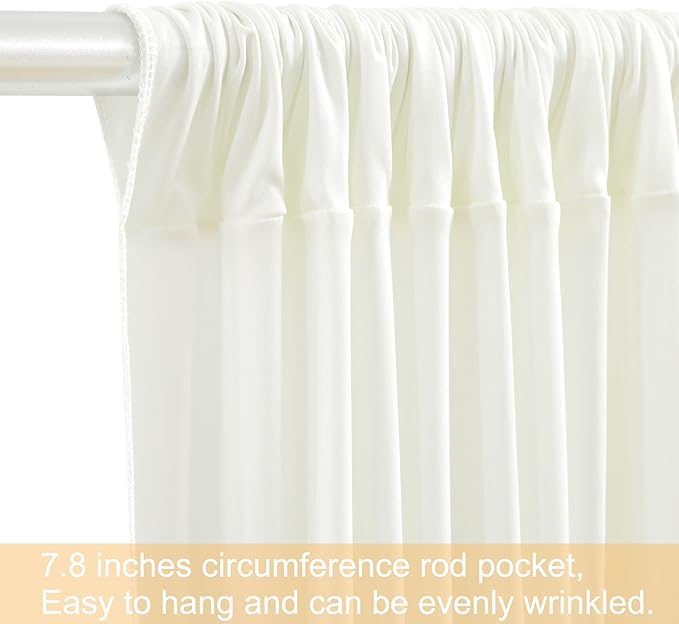 Backdrop Curtain Set, 10 Panels, Ivory Wrinkle-Free Fabric, 5x12 Ft
