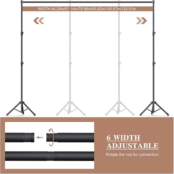 Background Support Equipment Kit, Adjustable 10x8ft, Aluminum Alloy
