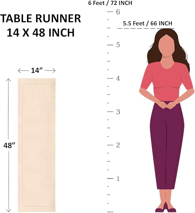 Solino Home Linen Ivory Table Runner 48 Inches - Classic Hemstitch, 100% Pure Linen Coffee Table Runner 14 x 48 Inch Ideal for Dresser Tables - Fall, Halloween, Thanksgiving, Christmas, Holiday