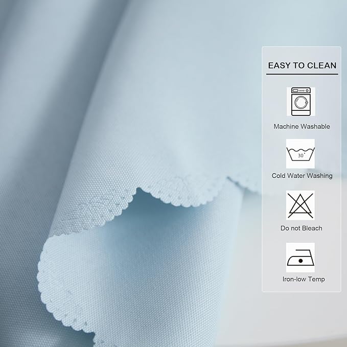 Small Round Light Blue Tablecloth 24 Inch Polyester Fabric Washable Table Cover Decorative Wrinkle Resistant Solid Color Table Cloth for Nightstand Party Wedding Camping