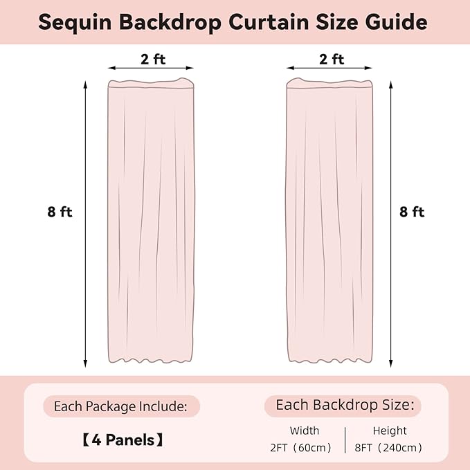 Sugargirl Purple Sequin Backdrop Curtain 4 Panels 2FTx8FT Glitter Purple Background Drapes Sparkle Photography Backdrop for Party Wedding Birthday Wall Decoration