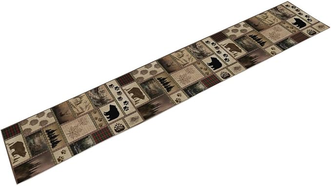 Retro Rusticd Cabin Table Runner Bear Country Farmhouse Vintage Lodge Table Runner for Party Dinner Festival Bedroom Living Room Kitchen 13x70 Inch