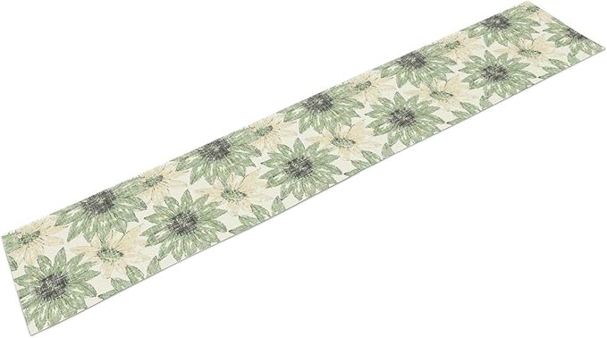 Chrysanthemum Vintage Floral Table Runner, Elegant Yellow Sunflower Spring Summer Elegant Pattern Artichokes Flower Table Runner for Party Kitchen Dining Living Room Decor, 13x36 Inch