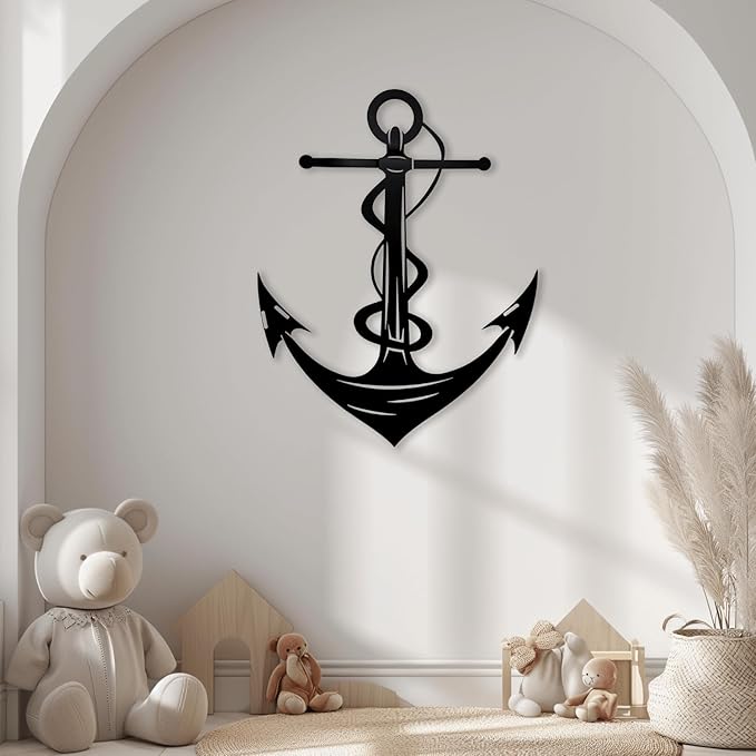 XXQ Anchor Metal Wall Decor, Anchor Metal Wall Art for Bedroom Living Room Dorm Antique Anchor Wall Decor Antique Metal Anchor Farmhouse Decor (Whhite, 20" x 30" / 51 x 76cm)