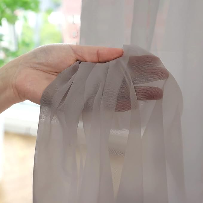 Window Light Grey Sheer Curtains 60 Inches Width 45 Inches Long 2 Panels Sheer Curtain Clear Curtains Basic Rod Pocket Panel for Home Living Room Bedroom Kids Room Yard Patio Parlor Sliding