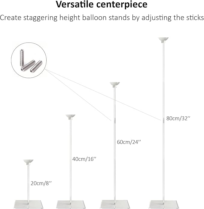 Balloon Centerpiece Stands, Clear Acrylic, 6 Pack 24 Inch Tabletop Kit