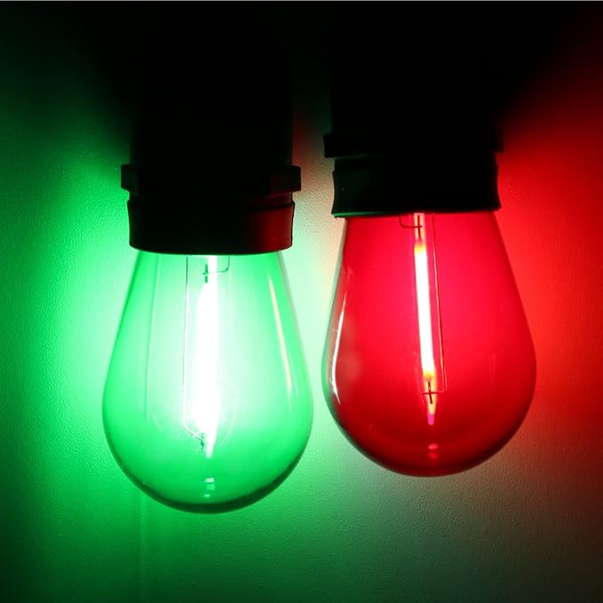 LED String Light Bulbs S14, 24 Pack, Red and Green, E26 Base