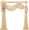 VOK Wedding Arch Draping Fabric Chiffon Fabric, 29in x 18Ft 2 Panels Sheer Chiffon Outdoor Curtain for Wedding Ceremony Birthday Party Decoration (Champagne,2 Panel)