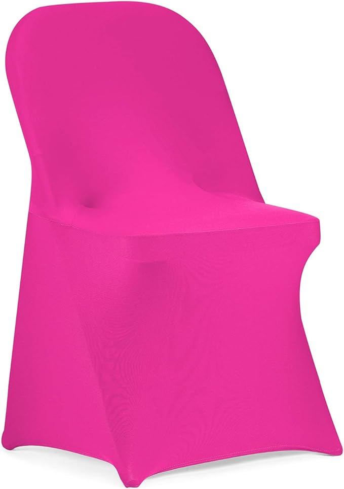 Peomeise Stretch Spandex Folding Chair Cover for Wedding Party Dining Banquet Event (Fuchsia,25pcs)