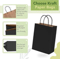 Gift Bags 400 Black Kraft Paper Bags with Handles 8 x 4.25 x 10.5 in