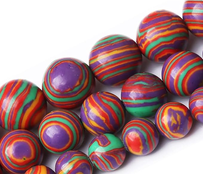 Painted Peacock Turquoise Stone Beads Gemstone Round Crystal Energy Jade Beads Stone Beads for Jewelry Making DIY Bracelet Necklace Jewelry Making 1 Strand 15.5inch 45PCS 8MM