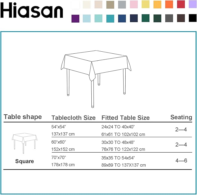 Hiasan Square Tablecloth - Waterproof and Spillproof Washable Fabric Table Cloth for Dining Room Kitchen, Emerald Green, 60 x 60 Inch