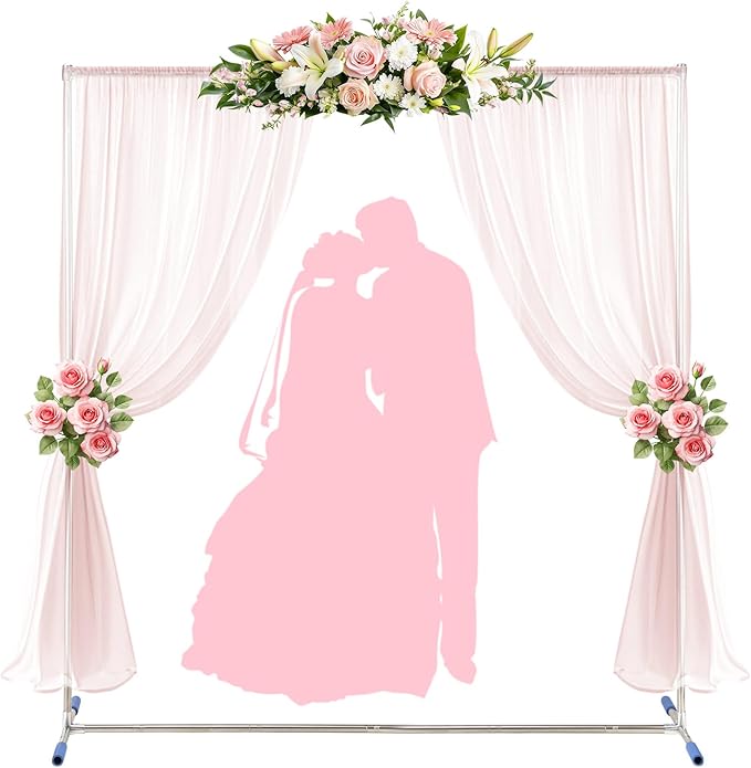 Background Support Stand, 7 FT Stainless Steel Wedding Arch, Silver