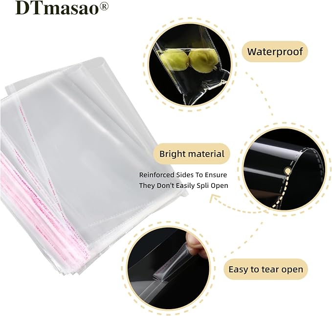 Self 4x6 Inches 600 Pcs Sealing Cellophane Bags Clear Cookie Bags Resealable Cellophane Bag for Packaging Gifts,Cookies,Favors,Products,Candy