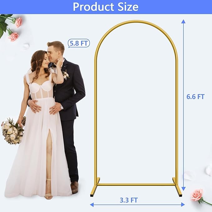 Background Support Equipment, 6.6 ft Gold Metal Arch Stand