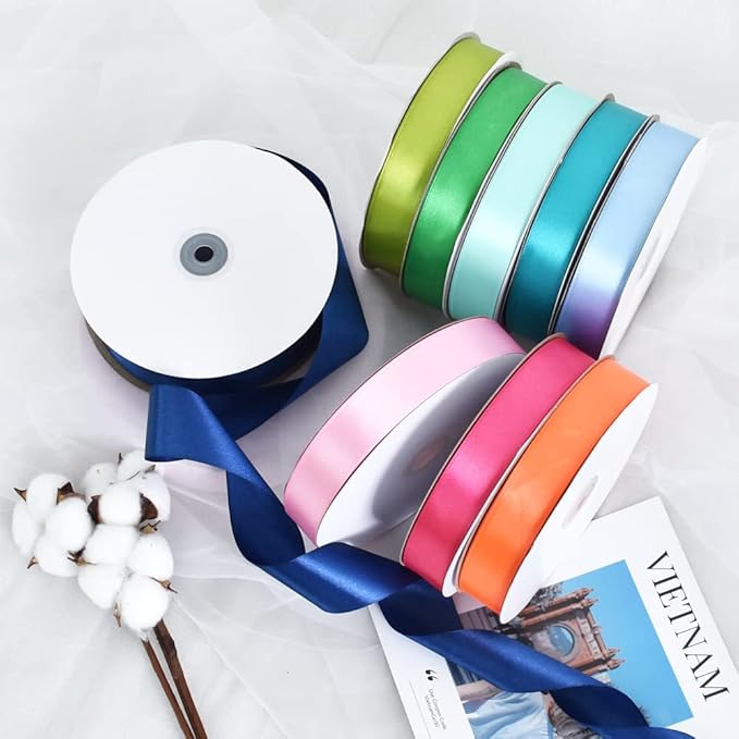 TONIFUL 1 Inch x 100yds Aqua Teal Blue Satin Ribbon, Thin Solid Color Satin Ribbon for Gift Wrapping, Crafts, Hair Bows Making, Wedding Party Decoration, Invitation Cards, Floral Bouquets