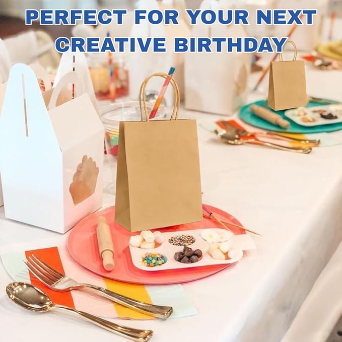 Gift Bags, Natural Kraft Paper, 10x5x13 Inches, 250 Pack