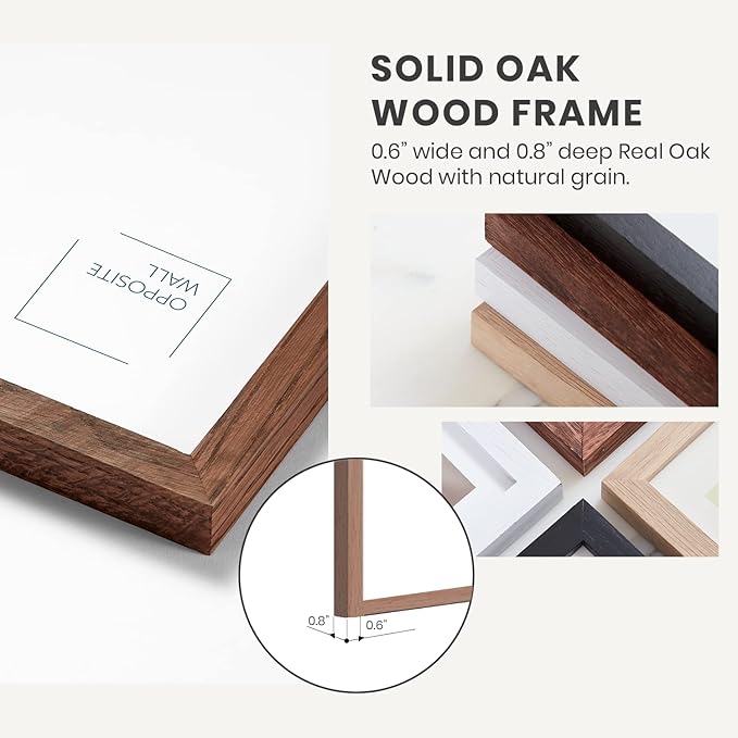 Opposite Wall - 11x17 in - Dark Solid Oak Wood Picture Frame - Lightweight, Versatile & Shatterproof - Wall Hanging Poster or Photo Frame - Wall Decor for Office, Gallery & Home