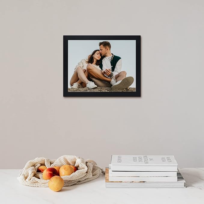 Black Wood Tabletop Photo Frame with White Mat for Four 2x6 Photo Booth Strips