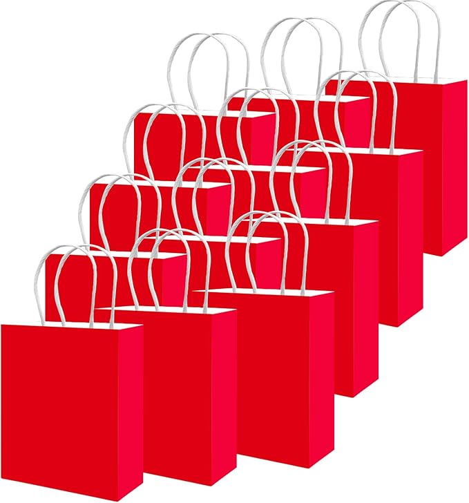 Gift Bags 100 Pack Red Paper Bags with Handles 13 x 10.3 Inch