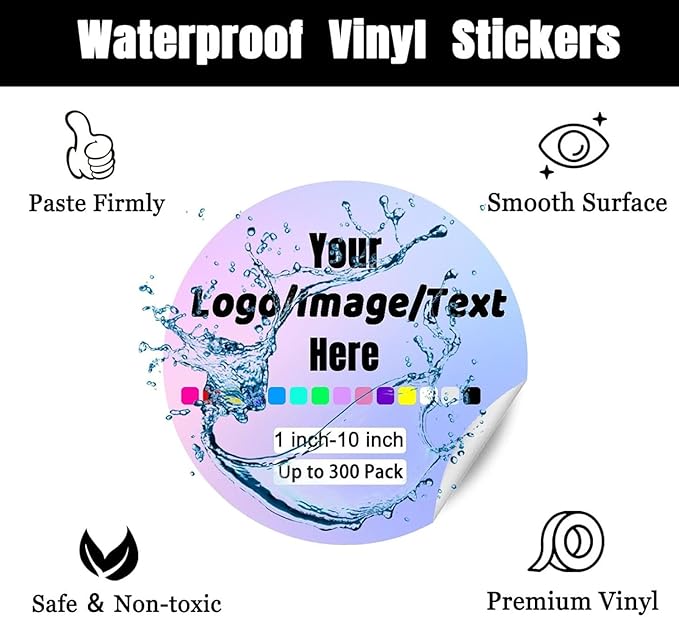 Custom Stickers for Weddings, Birthdays & Businesses - Personalized Labels with Your Logo - Waterproof, Fade and Heat Resistant - Pack of 100-1000 (Wreath V, 2 Inch)