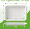 Disposable Food Trays 100 Pack 13.8 x 9.8 Inch White Rectangular