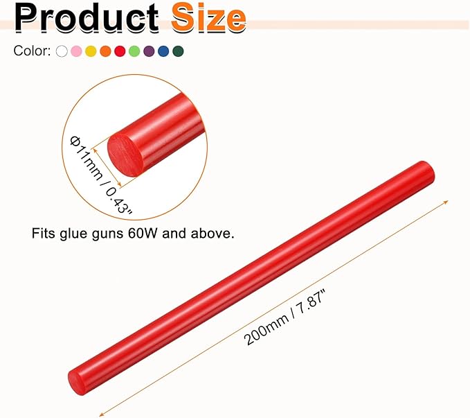 HARFINGTON 10pcs Hot Glue Sticks 0.43" Dia x 7.87" Long EVA Mini Hot Melt Adhesive Glue Stick for Hot Melt Gun Wood Plastic Glass Flowers Fabrics Foam, Multicolor