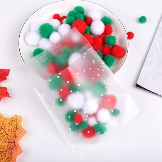 Self Adhesive Cookie Cellophane Treat Bags with Seal 4x4 Inches, 4 Mils Self Sealing Resealable Plastic Packaging Bags with Thank You Labels for Gift Giving Party Favor Bakery Candy Chocolate 100 Pcs