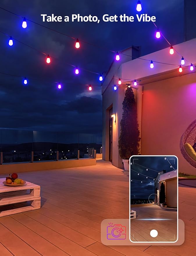 String Lights Outdoor RGBIC Smart LED with App and Voice Control