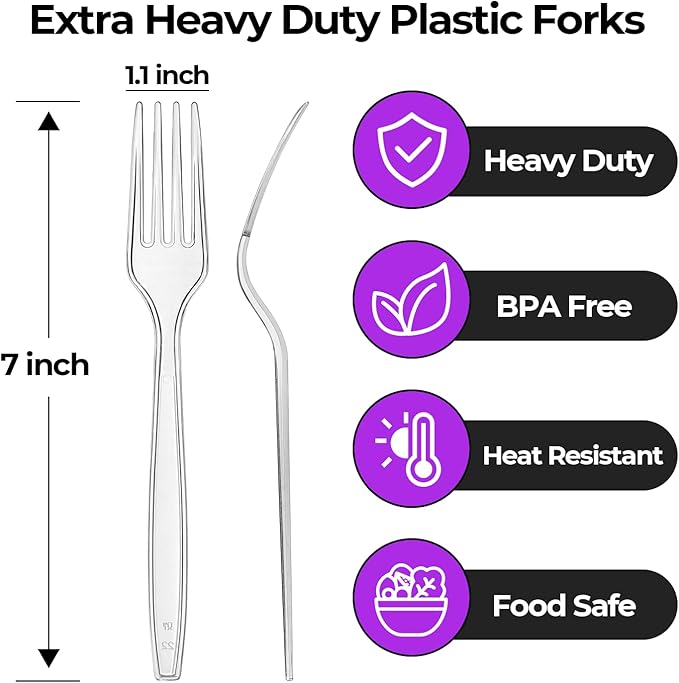 Clear Plastic Forks, 400 Count, Heavy Duty Disposable