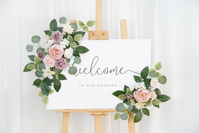 Artificial Flowers Arch Decor Set of 2, Silk and Foam, Indoor Outdoor