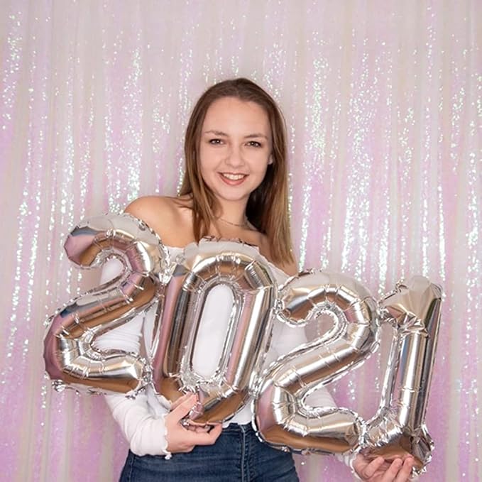 Poise3EHome Iridescent Sequin Backdrop,6FT x 8FT Sequin Photography Backdrop Curtain for Party Decoration, Iridescent