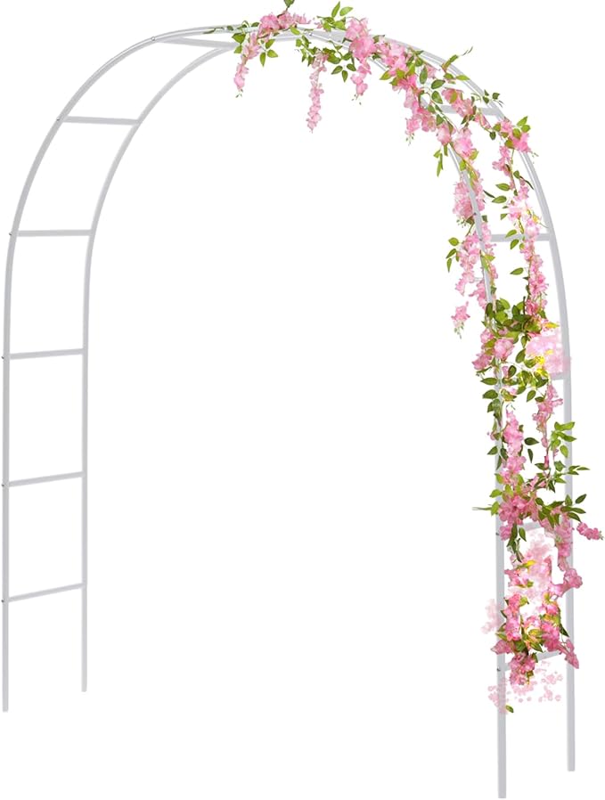 White Metal Garden Arch Arbor, 55 x 94 Inch Wedding Backdrop Stand