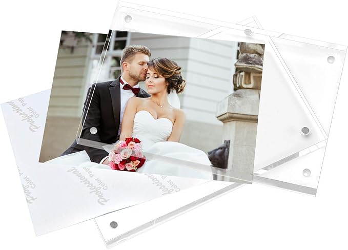 Magicool Premium Acrylic Photo Frame- Magnet Photo Frame -Double Sied Thick Desktop Frames (5x7 5 Pack)