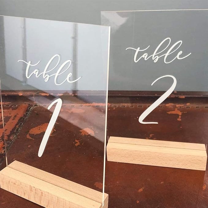 10 Pack Clear Blank Acrylic Sign for Table Numbers, 5x7 Inch Clear Acrylic Sheet Sign Blank 1/8 inch Thick, Use for DIY Table Signs for Wedding Party Events, Wood Stand NOT Included