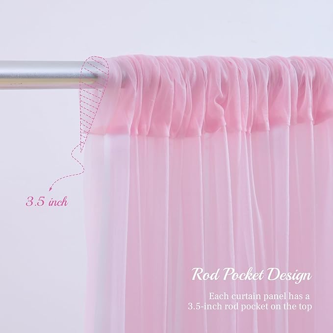 20ft X 10ft Baby Pink Tulle Backdrop Curtain for Parites, Sheer Photo Backdrop Curtains Fabric Drapes for Wedding Ceremony Arch Party Stage Decorations