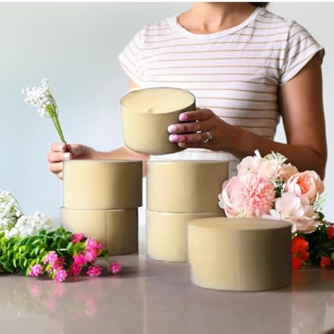 XCEL Floral Foam Block Unlike Any Other - Reusable Floral Blocks Flower Foam for Artificial Flower Arrangements (Cream - 5" x 3" Round (6 Pack))