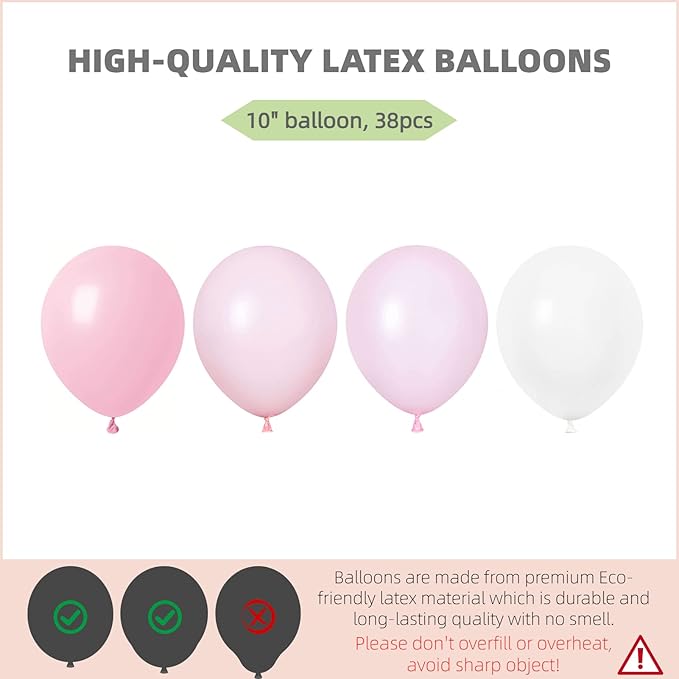 Balloon Column Stand Kit, 2 Stands with 38 Balloons, Pink and White