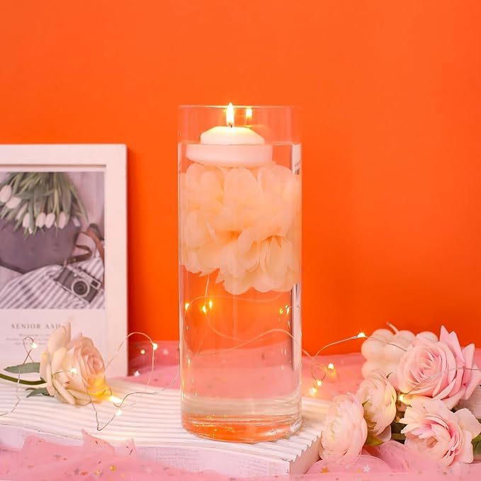 Vase Fillers with 12 Floating Flowers and 12 Candles, Unscented