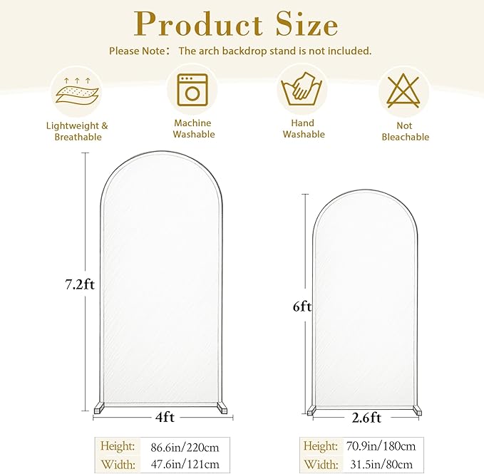 Brown Green Arch Backdrop Cover for Wedding, 7.2FT 6FT Set of 2 Stretchy Spandex Fitted Arch Stand Cover for Baby Shower, Birthday Party Decor, Chiara Backdrop Cover with Double-Sided Design