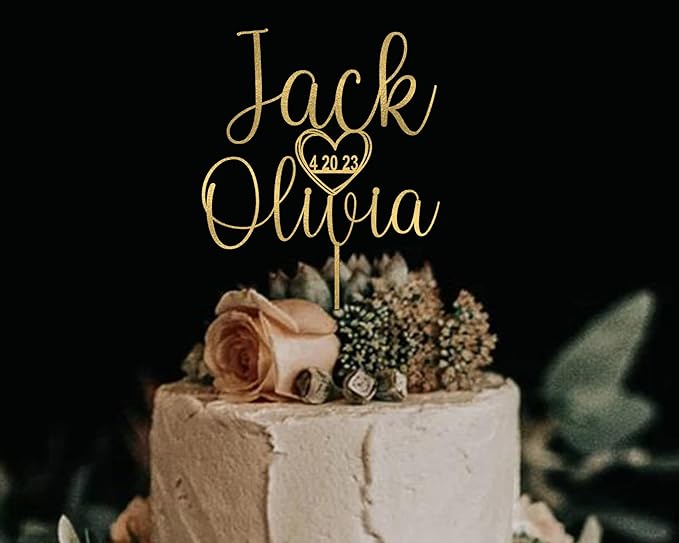 Personalized Wedding Cake Topper in Wood, 6 x 8 Inch Size
